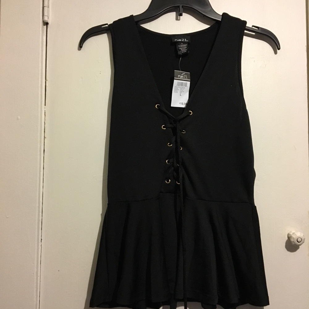 Peplum lace up blouse